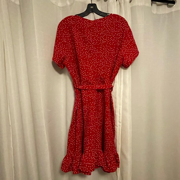 Polka Dot Wrap Tie Red White Dress XL - Picture 2 of 3